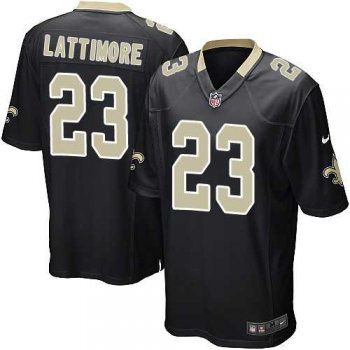 Youth Nike New Orleans Saints #23 Marshon Lattimore Black Team Color Stitched NFL Elite Jersey