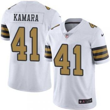 Youth Nike New Orleans Saints #41 Alvin Kamara White Stitched NFL Limited Rush Jersey