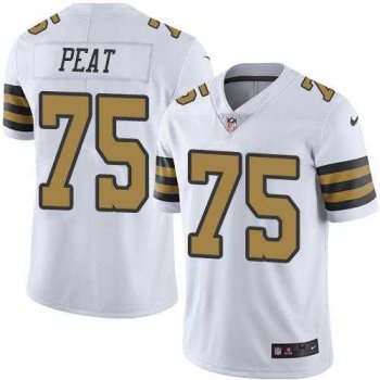 Youth Nike New Orleans Saints #75 Andrus Peat White Stitched NFL Limited Rush Jersey