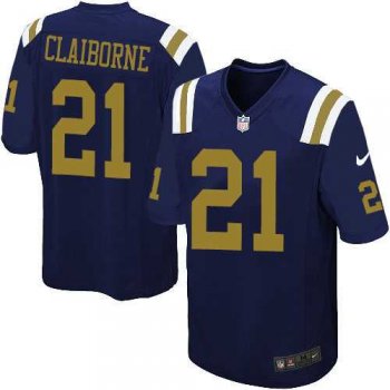 Youth Nike New York Jets #21 Morris Claiborne Elite Navy Blue Alternate Nike NFL