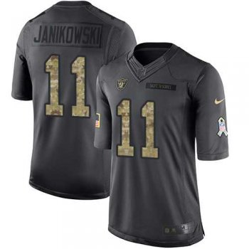 Youth Nike Oakland Raiders #11 Sebastian Janikowski Anthracite Stitched NFL Limited 2016 Salute to Service Jersey