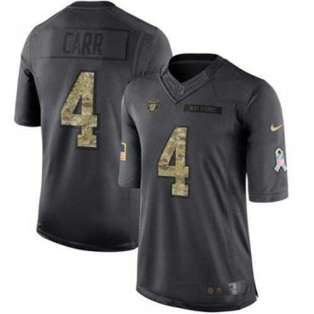 Youth Nike Oakland Raiders #4 Derek Carr Anthracite Stitched NFL Limited 2016 Salute to Service Jersey