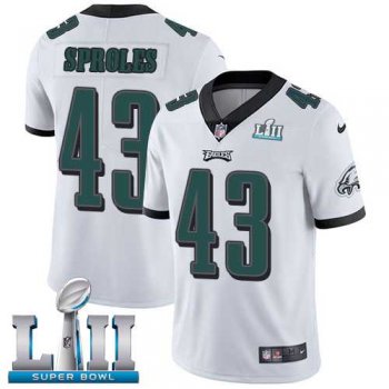 Youth Nike Philadelphia Eagles #43 Darren Sproles White Super Bowl LII Stitched NFL Vapor Untouchable Limited Jersey