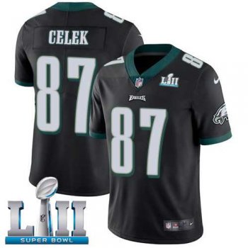 Youth Nike Philadelphia Eagles #87 Brent Celek Black Alternate Super Bowl LII Stitched NFL Vapor Untouchable Limited Jersey