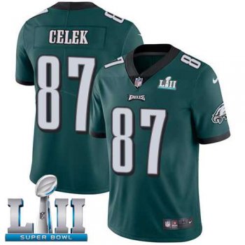 Youth Nike Philadelphia Eagles #87 Brent Celek Midnight Green Team Color Super Bowl LII Stitched NFL Vapor Untouchable Limited Jersey