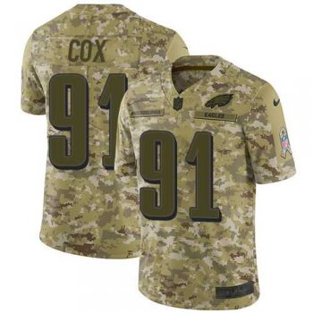 Youth Nike Philadelphia Eagles #91 Fletcher Cox Camo Stitched NFL Limited 2018 Salute to Service Jersey