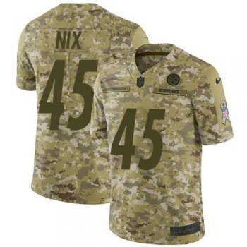 Youth Nike Pittsburgh Steelers #45 Roosevelt Nix Camo Stitched NFL Limited 2018 Salute to Service Jersey