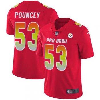 Youth Nike Pittsburgh Steelers #53 Maurkice Pouncey Red Stitched NFL Limited AFC 2018 Pro Bowl Jersey