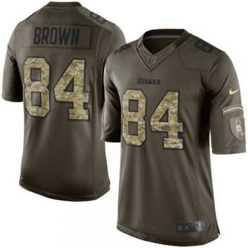 Youth Nike Pittsburgh Steelers #84 Antonio Brown Green Stitched NFL Limited 2015 Salute to Service Jersey