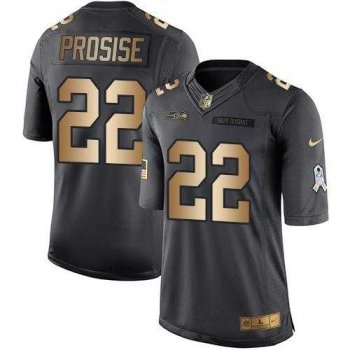 Youth Nike Seattle Seahawks #22 C. J. Prosise Anthracite Stitched NFL Limited Gold Salute to Service Jersey