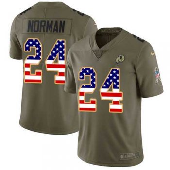 Youth Nike Washington Redskins #24 Josh Norman Olive USA Flag Stitched NFL Limited 2017 Salute to Service Jersey