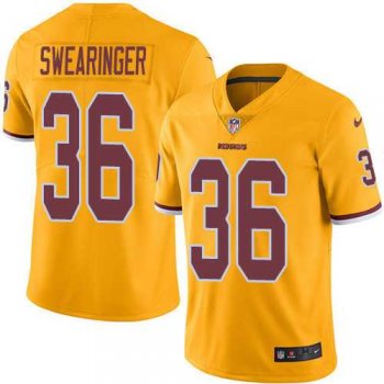 Youth Nike Washington Redskins #36 D.J. Swearinger Limited Gold Rush NFL Jersey