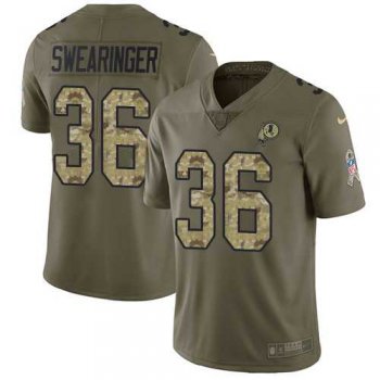 Youth Nike Washington Redskins #36 D.J. Swearinger Olive Camo Stitched NFL Limited 2017 Salute to Service Jersey