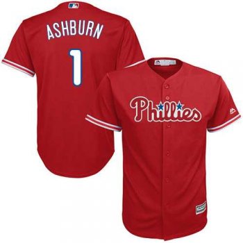 Youth Philadelphia Phillies #1 Richie Ashburn Red Cool Base Stitched MLB Jersey