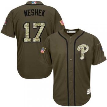 Youth Philadelphia Phillies #17 Pat Neshek Green Salute to Service Stitched MLB Jersey