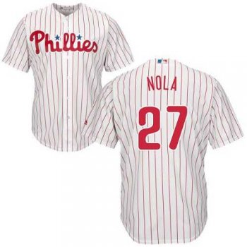 Youth Philadelphia Phillies #27 Aaron Nola White(Red Strip) Cool Base Stitched MLB Jersey