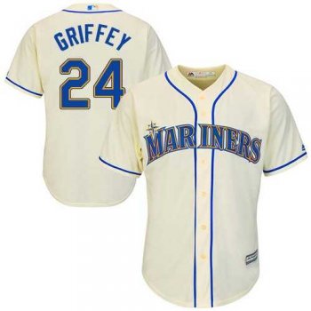 Youth Seattle Mariners #24 Ken Griffey Cream Cool Base Stitched MLB Jersey