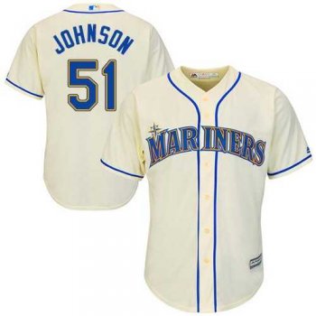 Youth Seattle Mariners #51 Randy Johnson Cream Cool Base Stitched MLB Jersey