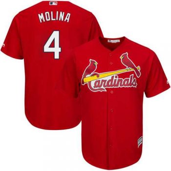 Youth St.Louis Cardinals #4 Yadier Molina Red Cool Base Stitched MLB Jersey