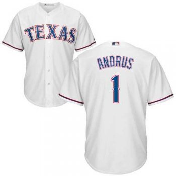 Youth Texas Rangers #1 Elvis Andrus White Cool Base Stitched MLB Jersey