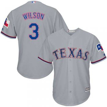 Youth Texas Rangers #3 Russell Wilson Grey Cool Base Stitched MLB Jersey