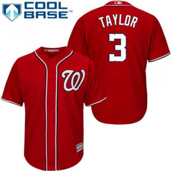 Youth Washington Nationals #3 Michael Taylor Red Cool Base Stitched MLB Jersey