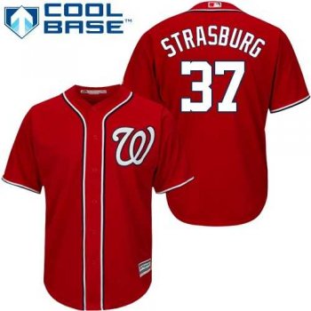 Youth Washington Nationals #37 Stephen Strasburg Red Stitched MLB Jersey