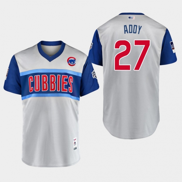 Men's Chicago Cubs Replica Addison Russell #27 Gray 2019 Little League Classic Addy Jersey