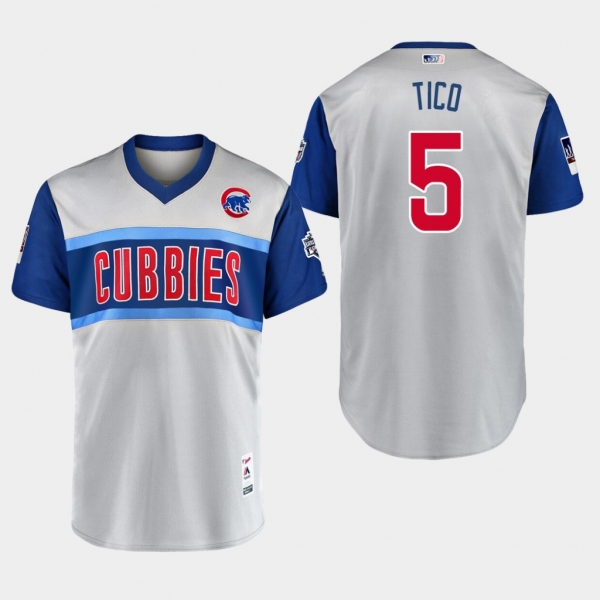 Men's Chicago Cubs Replica Albert Almora Jr #5 Gray 2019 Little League Classic Tico Jersey