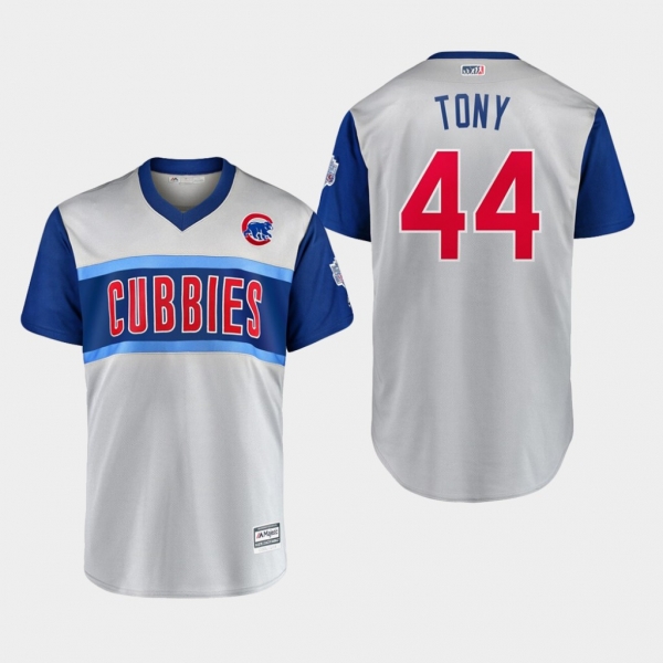 Men's Chicago Cubs Replica Anthony Rizzo #44 Gray 2019 Little League Classic Tony Jersey