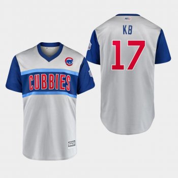 Men's Chicago Cubs Replica Kris Bryant #17 Gray 2019 Little League Classic KB Jersey