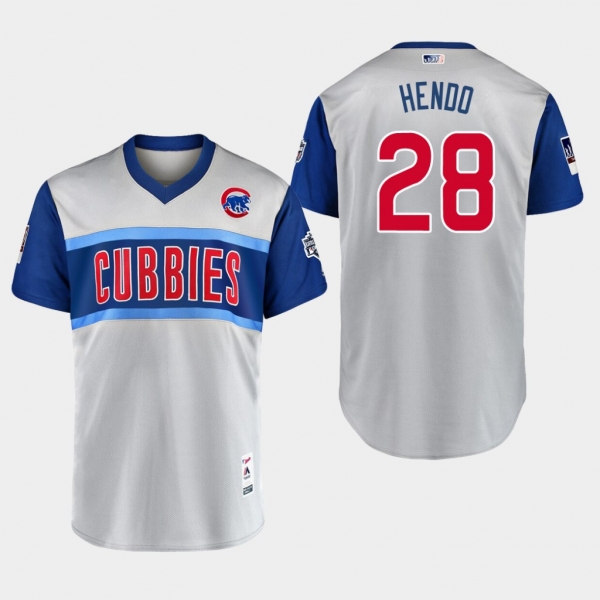 Men's Chicago Cubs Replica Kyle Hendricks #28 Gray 2019 Little League Classic Hendo Jersey