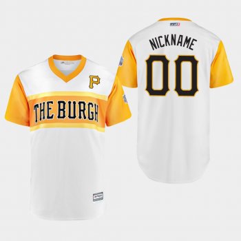 Men's Pittsburgh Pirates Replica Custom #00 White 2019 Little League Classic Nickname Jersey