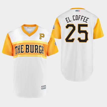 Men's Pittsburgh Pirates Replica Gregory Polanco #25 White 2019 Little League Classic El Coffee Jersey