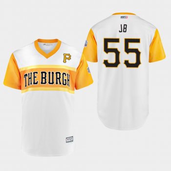 Men's Pittsburgh Pirates Replica Josh Bell #55 White 2019 Little League Classic JB Jersey