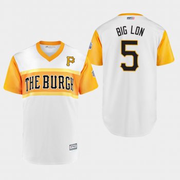 Men's Pittsburgh Pirates Replica Lonnie Chisenhall #5 White 2019 Little League Classic Big Lon Jersey