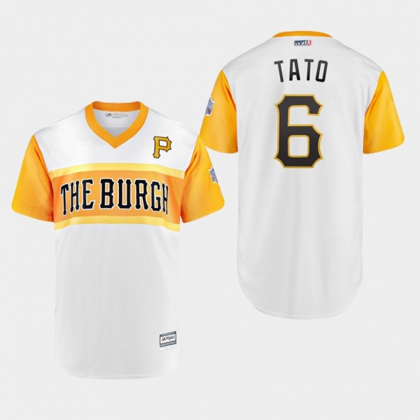 Men's Pittsburgh Pirates Replica Starling Marte #6 White 2019 Little League Classic Tato Jersey