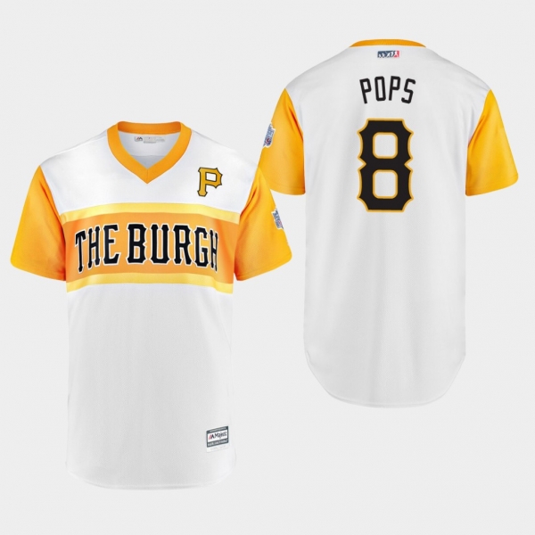 Men's Pittsburgh Pirates Replica Willie Stargell #8 White 2019 Little League Classic Pops Jersey