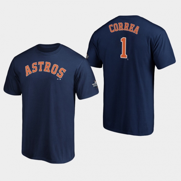 Men's Carlos Correa #1 Navy Houston Astros 2019 World Series Bound Name & Number T-Shirt