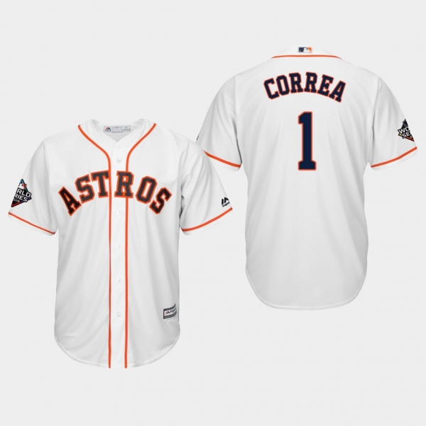 Men's Carlos Correa #1 White 2019 World Series Bound Houston Astros Cool Base Jersey