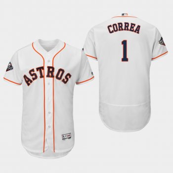 Men's Carlos Correa #1 White 2019 World Series Bound Houston Astros Flex Base Jersey