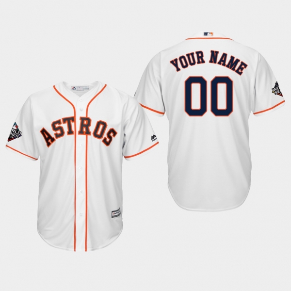 Men's Custom #00 White 2019 World Series Bound Houston Astros Cool Base Jersey