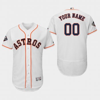 Men's Custom #00 White 2019 World Series Bound Houston Astros Flex Base Jersey