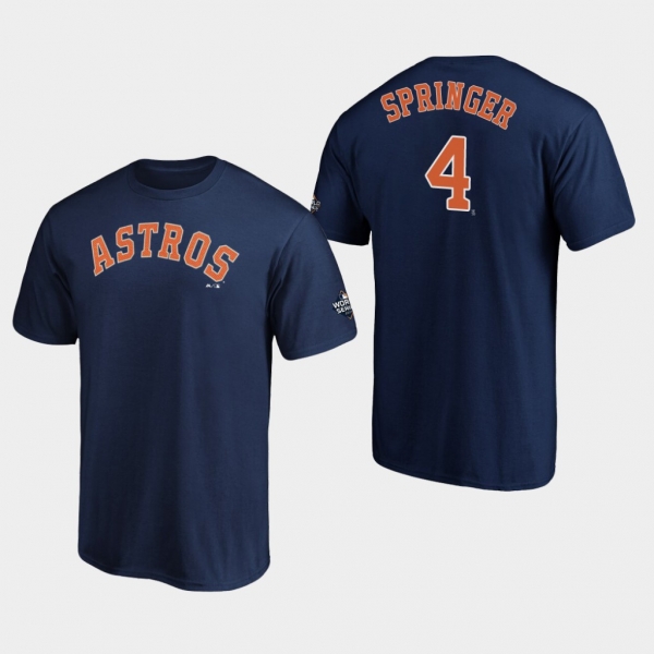 Men's George Springer #4 Navy Houston Astros 2019 World Series Bound Name & Number T-Shirt