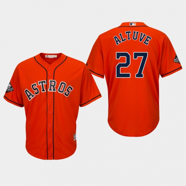 Men's Jose Altuve #27 Orange 2019 World Series Bound Houston Astros Cool Base Jersey