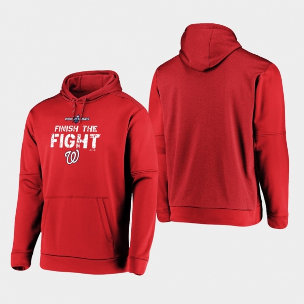 Men's Red Washington Nationals 2019 World Series Bound Authentic Collection Dugout Pullover Hoodie