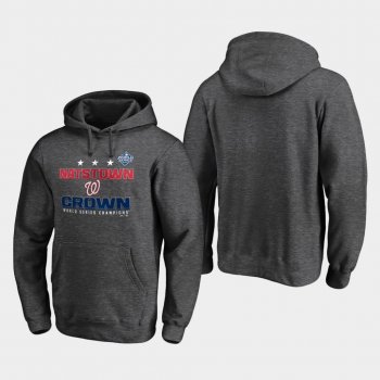 Men's Heather Charcoal Washington Nationals 2019 World Series Champions Cut Off Pullover Hoodie