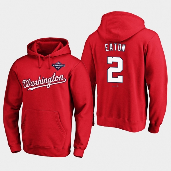 Men's Adam Eaton #2 Red Washington Nationals 2019 World Series Champions Pullover Hoodie