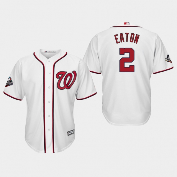 Men's Adam Eaton #2 White 2019 World Series Bound Washington Nationals Cool Base Official Jersey