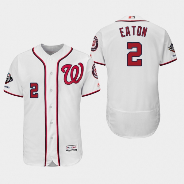 Men's Washington Nationals Adam Eaton #2 2019 World Series Champions Flex Base Home White Jersey